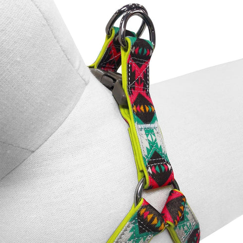 Blueberry Pet Step-in Southwestern Vintage Tribal Print Padded Dog Harness, XS/S, Chest Girth 15.5" - 19.5",