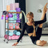 Home Gym Storage Rack - Heavy Duty Yoga Mat Holder with Hooks & Wheels for Dumbbells and Fitness Equipment