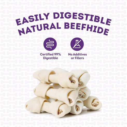 USA Beefhide Bones - 5-6" Dog Chew Treats, Chicken Flavor, 7 Count/1 Pack