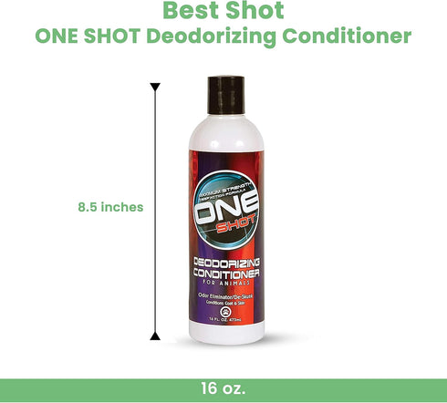Best Shot ONE SHOT Deodorizing Conditioner, Hydrating and Moisturizing Conditioner for Dogs, Cats, Horses, and Livestock, Removes Stubborn Odors, 16 Oz.
