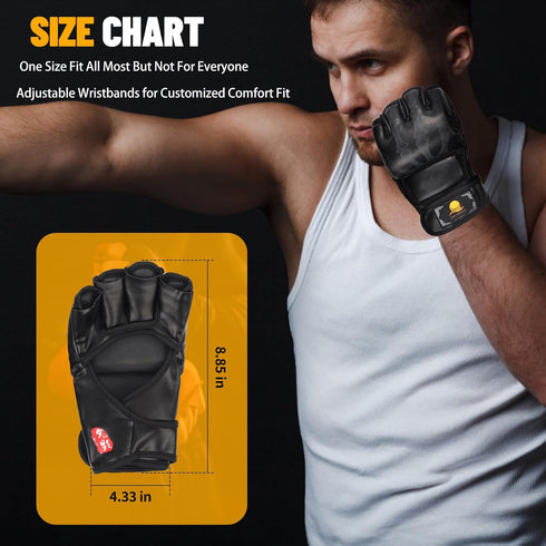 ZooBoo MMA Gloves, Half-Finger Boxing Mitts with Adjustable Wrist Band for Sanda Sparring Punching Bag Training