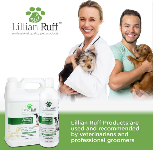 Lillian Ruff Calming Oatmeal Pet Shampoo 16oz for Dry Skin & Itch Relief, Tearless Dog Shampoo with Aloe