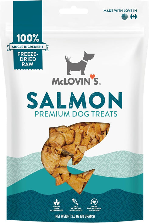 McLovin's Pet Freeze Dried Raw Salmon Dog Treats, 2.5 oz - High Protein, Grain-Free, Gluten-Free Healthy Dog Training