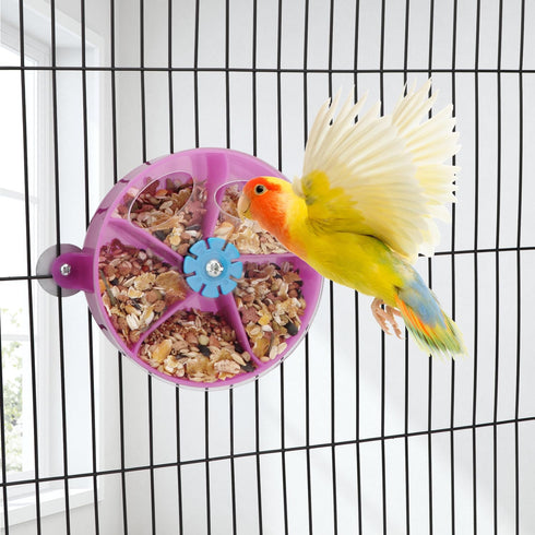 Hypeety Bird Parrot Foraging Toy, Creative Seed Food Ball Rotate Wheel for Parrot, Parakeet & Cockatiel