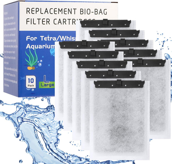 10 Pack Large Aquarium Filter Cartridge for Tetra ReptoFilter, Replacement Filter Cartridges for Tetra Whisper Bio-Bag