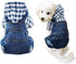 Pet Clothes Denim Dog Jeans, Striped or Grid Jumpsuit Overall Hoodie Coat for Small Medium Dogs