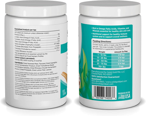 Solid Gold SeaMeal Cat & Dog Food Topper – 1 LB – Kelp Powder Multivitamin for Skin & Coat, Gut + Immune Support