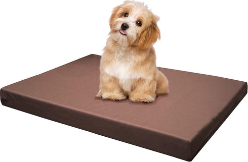 Dogbed4less Memory Foam Platform Dog Bed, Crate Mattress with Waterproof Removable Cover, Large 42X28X3, Brown
