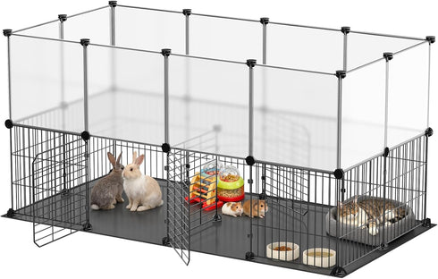 XiaZ Small Animal Playpen 26 Panels, Guinea Pig Cages with Waterproof Mat