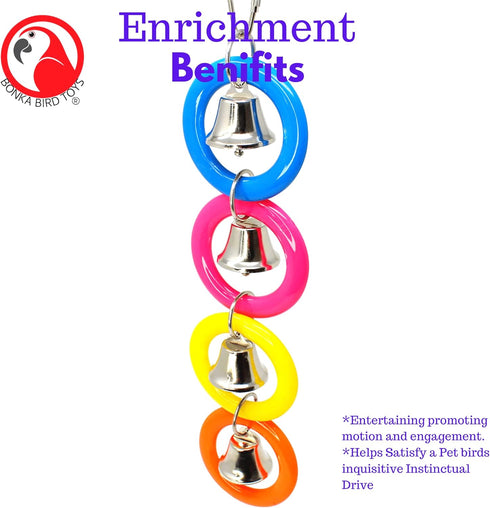 Bonka Bird Toys 945 4 Ring A Ding Toy for African Grey, Budgie, Parakeet, Cockatiel