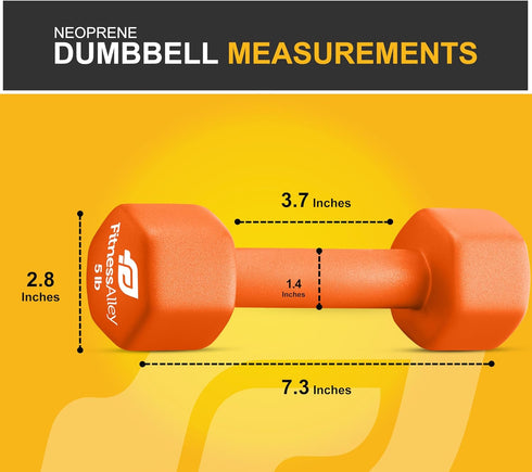 Neoprene Coated Workout Dumbbells Set of 2, Anti Roll Non Slip Hexagon Shaped Hand Weights for Fitness & Exercise