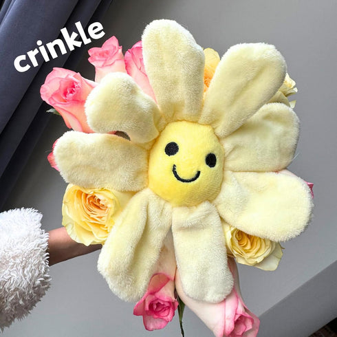 Interactive Dog Plush Toys, Crinkle Flower Rope Toy, Puppy Chew Toys for Teething, Cute Gift for Small and Medium Dogs