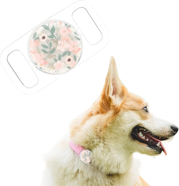 Rifle Paper Co. Airtag Dog Collar Holder, Waterproof Airtag Case, Unique Floral Design for Dog Collar