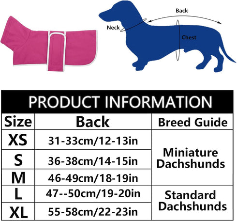 Geyecete Dachshund Sweaters for Dogs - Perfect Winter Coat with Padded Fleece Lining in Pink-M