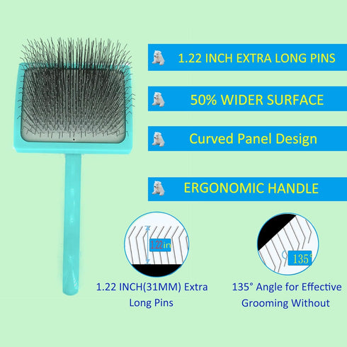Dogs-31mm Extra Long Pin Dog Grooming Brush Haired Dogs & Pet Comb Value Kit,Dog Brushes for Goldendoodle, Labradoodle