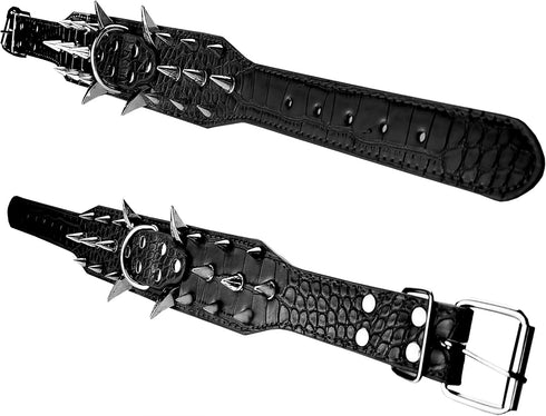 New Spiked Dog Collar, Protecting Neck from Biting, Spiked Studded Pet Collar for Small Dogs, 2" Width, Black (Fits