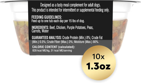 CESAR SIMPLY CRAFTED Adult Wet Dog Food Meal Topper, Beef, Chicken, Purple Potatoes, Peas & Carrots, 1.3 oz, Pack of 10