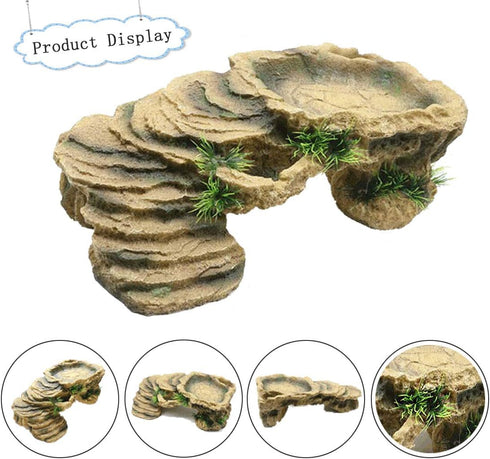 PINVNBY Turtle Basking Platform, Tortoise Resin Dock, Floating Ledge Aquarium Decoration for Reptiles