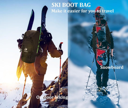 KEOFID Ski Boot Bag for Men and Women, 50L Ski Travel Backpack and Snowboard Bag