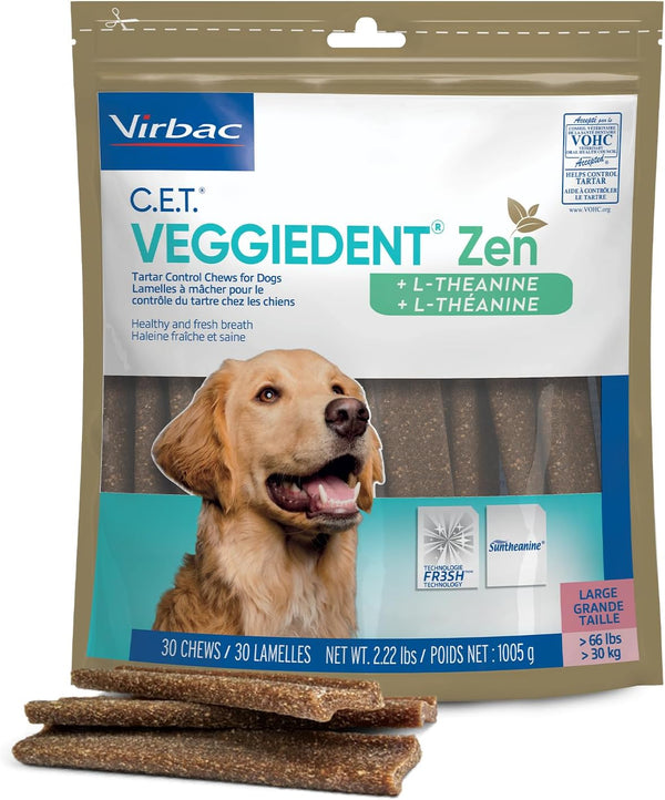Virbac C.E.T. VEGGIEDENT Zen Tartar Control Chews for Large Dogs