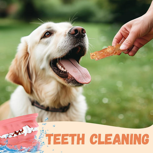 Natural Dog Treats, Chicken Wrapped Beef Cartilage, Long-Lasting High Protein Training Treats, 12-13 Counts