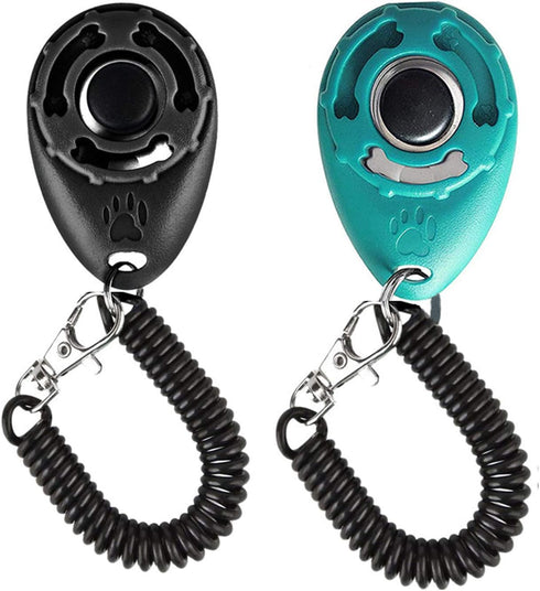 Winod Dog Training Clickers with Wrist Strap, 2 Pack (Black + New Blue)