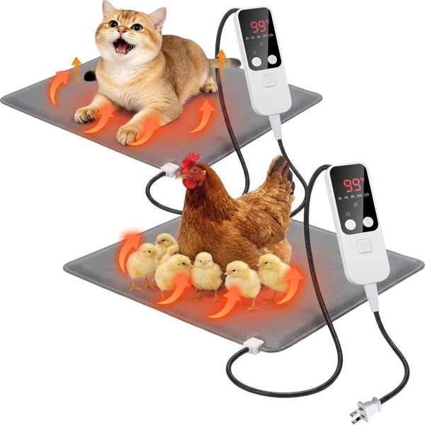 Remerry 2 Pcs Chicken Heated Pads 20 x 14 Inch Pet Heating