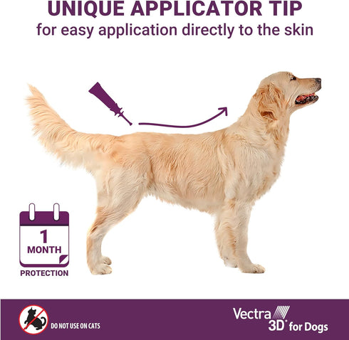 Vectra 3D for Dogs - Flea, Tick & Mosquito Treatment for Large Dogs (56 to 95 lbs) - 3 Month Supply