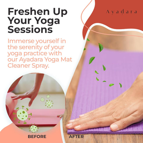 1000 2-Pack Ayadara Yoga Mat Cleaner Spray, Cleaning Spray for Yoga Accessories, All Purpose Mat Spray for Gym