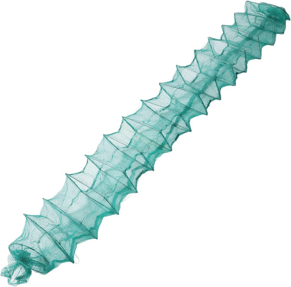 OFFIGAM Collapsible 16-Section Nylon Fish Trap Net Cage for Shrimp Crab and Crawdad
