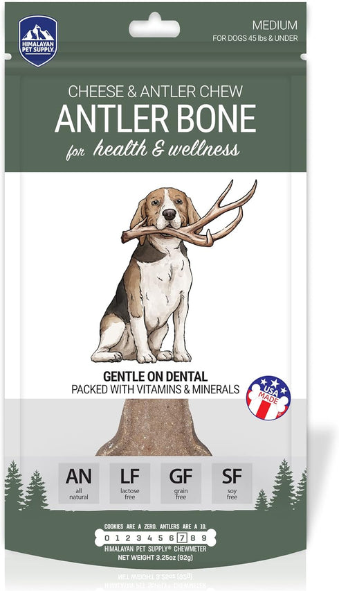 Antler and Himalayan Cheese Dog Chew, Long Lasting, 100% Natural, for Dogs 45 Lbs & Smaller