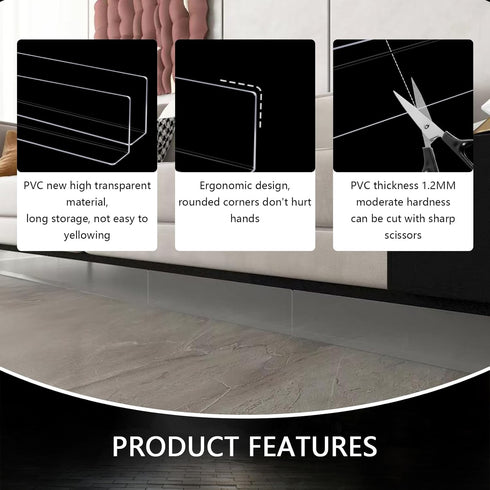 Under Couch Blocker with Adhesive Stickers, 15.7" L x 3.1" H Adjustable Clear Blocker for Pets, 5 Pack