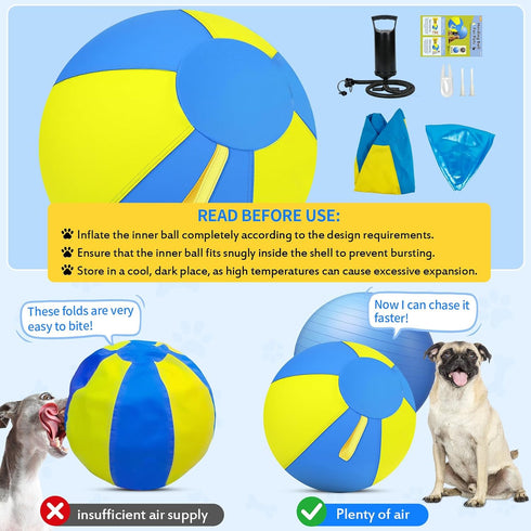 QWV 18 Inch 1000D Herding Ball for Dogs with Durable Oxford Cover - Interactive Dog Toy with Handles for Medium Breeds