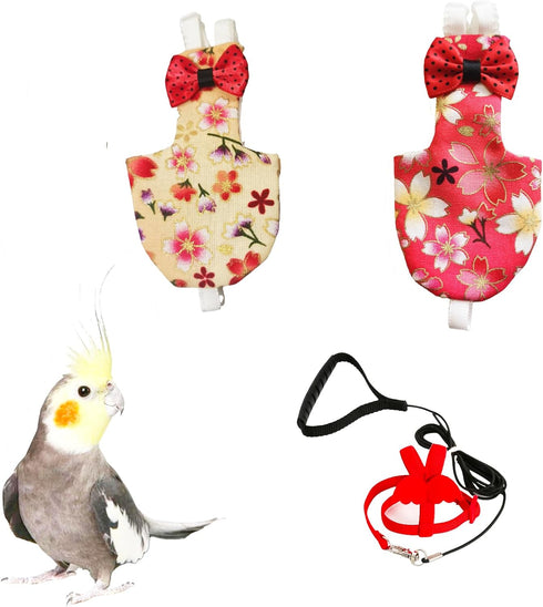 UKJENT Bird Diaper with 78 Inch Flying Leash - 2 Pack, Reusable Flight