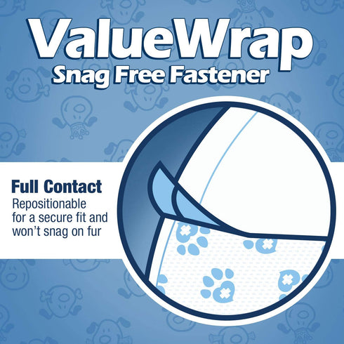 1-Tab 72 Count Male Wraps, Disposable Dog Diapers, Large, Lavender, - Snag-Free Fastener, Leak Protection, Wetness