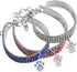 Adjustable Rhinestone Pet Collar, Sparkling 3 Rows Crystal Diamond Dog Collars for Small Medium Large Pets, C-Pink, L