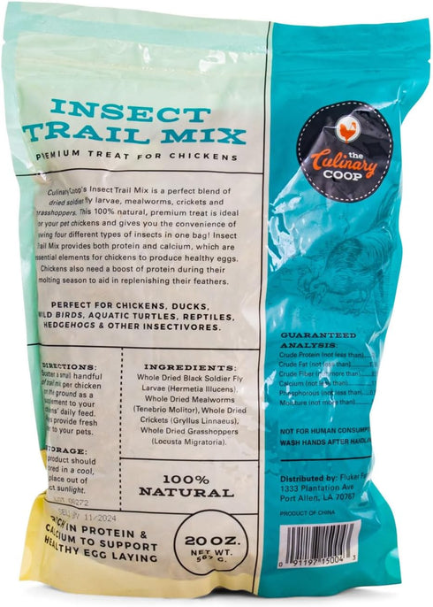 20 oz Fluker's Culinary Coop Premium Chicken Treats, Dried Insect Trail Mix