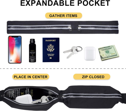 Running Belt Fanny Packs - Reflective Belt Bag for Hiking, Cycling, Workout, Compatible with iPhone 13, 12 Pro