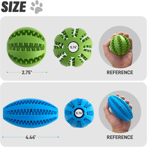 2 Pack Dogs Teething Chew Balls, Interactive Puzzle Toys for Clean Teeth and Training (1 Blue + 1 Green)