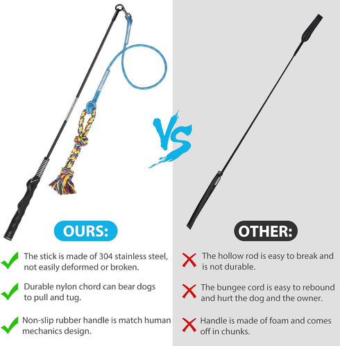 DIBBATU Flirt Pole for Dogs Interactive Dog Toys for Large Medium Small Dogs Chase and Tug of War, Dog Teaser Wand