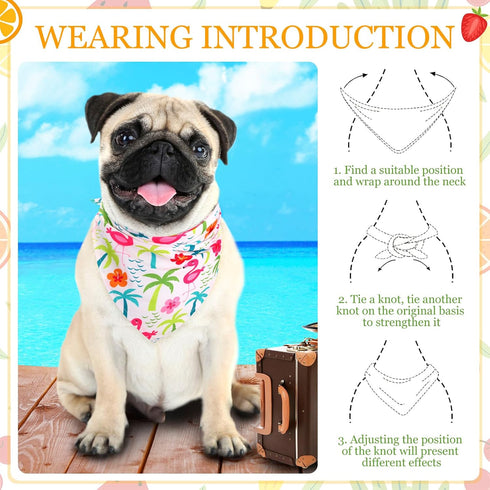 Weewooday 15 Pcs Summer Pet Bandanas Bulk Cute Dog Triangle Bib Scarf Summer Hawaii Style Flamingo Fruit Leaf Pattern Dog Bandana Pet Kerchief Set for Small Medium Puppy Cat Costume Accessory (Fresh)