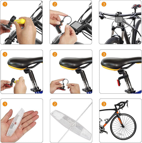 VICDUEKG 6 Pcs Bicycle Reflectors Front and Rear Kit, Safety Warning Reflectors for Night Cycling