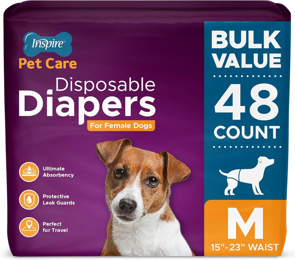 Inspire Pet Care Dog Diapers Female Dogs | Bulk Value Doggie Incontinence,