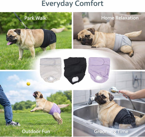 3pcs Dog Physiological Pants, Breathable Cotton, Adjustable Size L - Reusable, Leakproof Design, Ideal for Female Dog