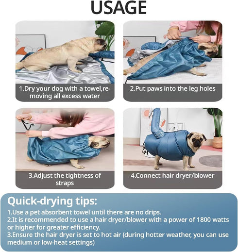 Dog Drying Bag, Hands-Free Quick Drying Pet Grooming Tool for Small Medium Large Dogs & Cats (X-Large)