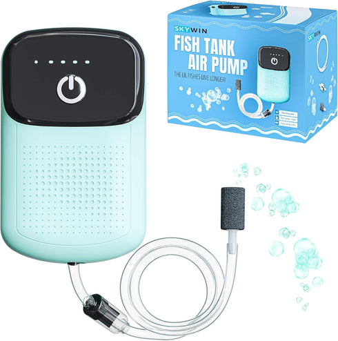 Skywin Portable Aerator for Fish, USB Rechargeable Live Bait Aerator for Buckets, Coolers, Aquariums