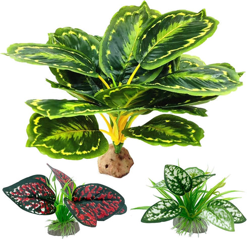 Reptile Artificial Plants, Terrarium Decorations for Aquarium Fish Tank, Amphibian Habitat Accessories