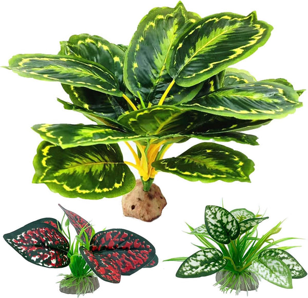 Reptile Artificial Plants, Terrarium Decorations for Aquarium Fish Tank, Amphibian Habitat Accessories