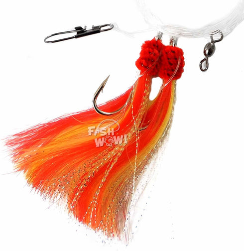 20 Packs 5/0 of Fishing Hooks with Shrimp Flying Rig - Red/Yellow