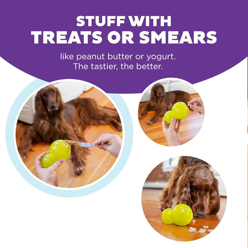 5-Inch Outward Hound Double-Tuff Stuffable Dog Toy, Large Green - Treat Dispensing Chew Ball for Medium to Large Dogs